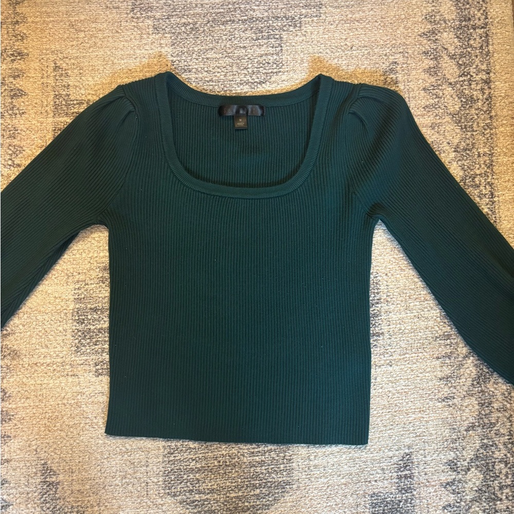 Say What? Kids Green Ribbed Top